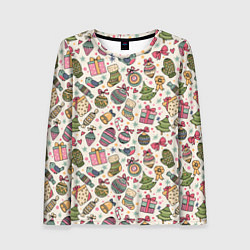 Женский лонгслив Новогодний паттерн