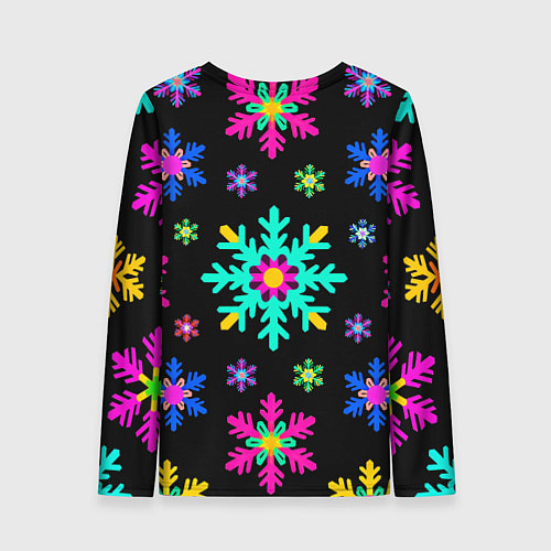 Женский лонгслив Снежинки ретро / 3D-принт – фото 2