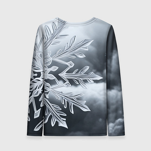 Женский лонгслив Снежинка на черно белое / 3D-принт – фото 2