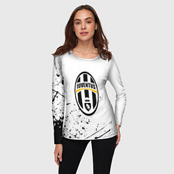 Лонгслив женский Ювентус черные краски всплеск, цвет: 3D-принт — фото 2