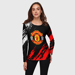 Лонгслив женский Манчестер Юнайтед x Ювентус краски, цвет: 3D-принт — фото 2