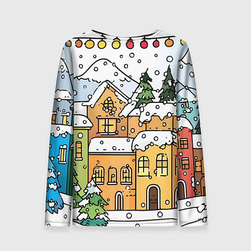 Женский лонгслив Новогодний снегопад / 3D-принт – фото 2