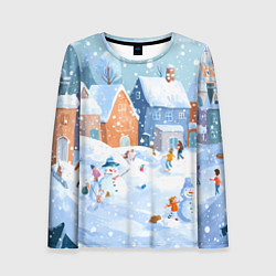 Женский лонгслив Предновогодний день во дворе