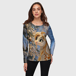 Лонгслив женский Новогодняя лошадка в крапинку, цвет: 3D-принт — фото 2