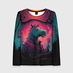 Лонгслив женский Лошадь рок стиль, цвет: 3D-принт