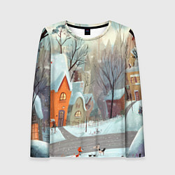 Женский лонгслив Милый новогодний дворик