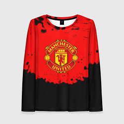 Женский лонгслив Манчестер Юнайтед краски брызги