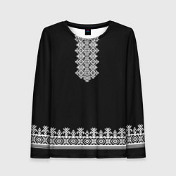 Лонгслив женский Славянская вышиванка рубаха, цвет: 3D-принт