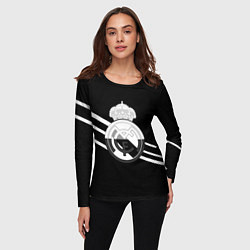 Лонгслив женский Реал Мадрид полосы текстура линии, цвет: 3D-принт — фото 2