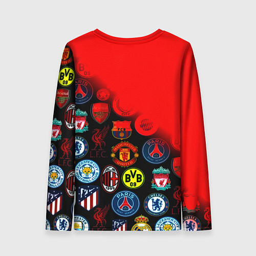 Женский лонгслив Манчестер Юнайтед логотипы команд / 3D-принт – фото 2