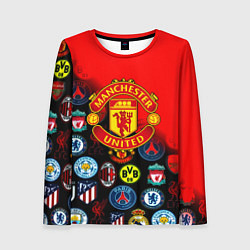Лонгслив женский Манчестер Юнайтед логотипы команд, цвет: 3D-принт