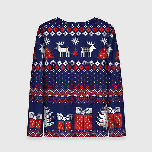 Женский лонгслив Новогодний вязаный паттерн / 3D-принт – фото 2