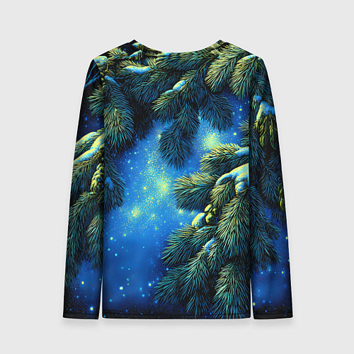 Женский лонгслив Новогодние ветки елки / 3D-принт – фото 2