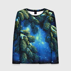 Женский лонгслив Новогодние ветки елки