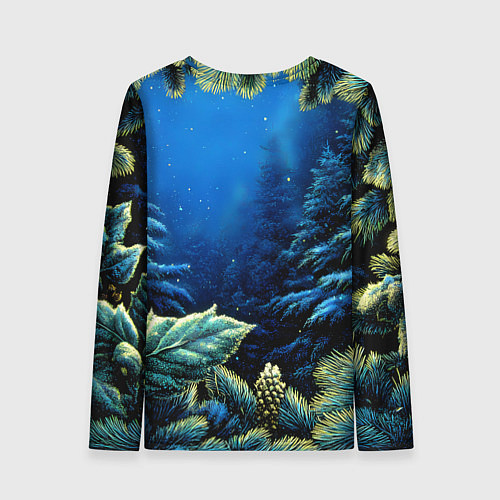 Женский лонгслив С новым годом - елочные ветки / 3D-принт – фото 2