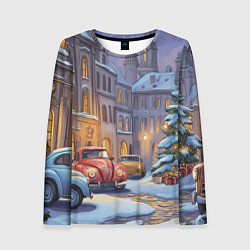 Лонгслив женский Новогодний снежный двор, цвет: 3D-принт