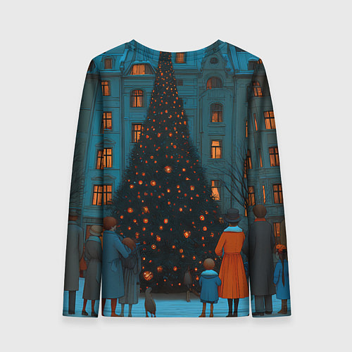 Женский лонгслив Люди встречают новый год во дворе / 3D-принт – фото 2