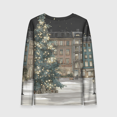 Женский лонгслив Елка во дворе / 3D-принт – фото 2