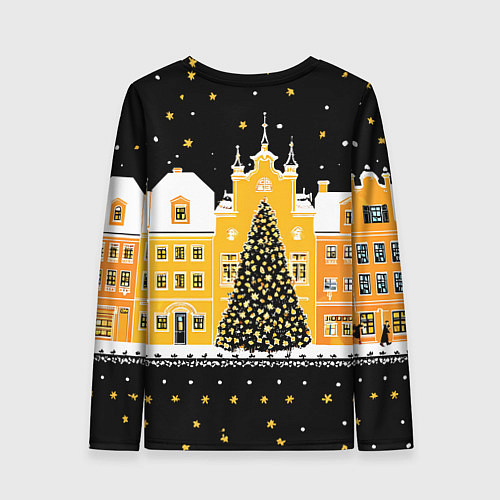 Женский лонгслив Новогодняя ночь в городе / 3D-принт – фото 2