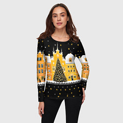 Лонгслив женский Новогодняя ночь в городе, цвет: 3D-принт — фото 2