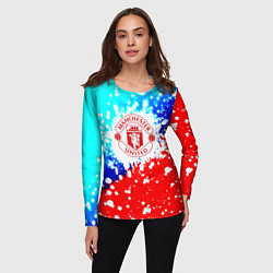 Лонгслив женский Манчестер Юнайтед неон, цвет: 3D-принт — фото 2