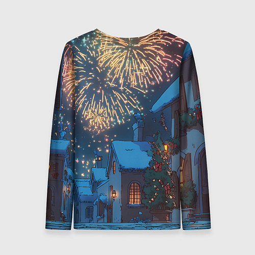 Женский лонгслив Праздничный новогодний салют / 3D-принт – фото 2