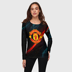 Лонгслив женский Манчестер Юнайтед абстракция, цвет: 3D-принт — фото 2