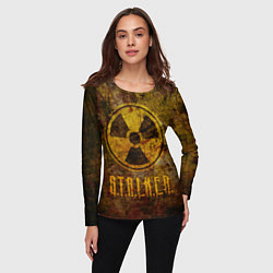 Лонгслив женский Сталкер - знак на ржавой поверхности, цвет: 3D-принт — фото 2