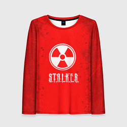 Лонгслив женский Stalker - белое на красном, цвет: 3D-принт