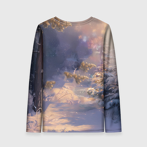 Женский лонгслив Лошадка в новогоднем лесу / 3D-принт – фото 2