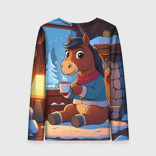 Женский лонгслив Лошадка у камина / 3D-принт – фото 2
