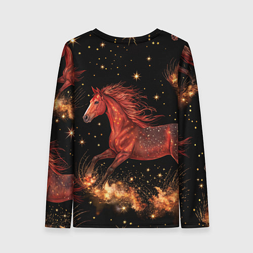 Женский лонгслив Огненные лошади - паттерн / 3D-принт – фото 2