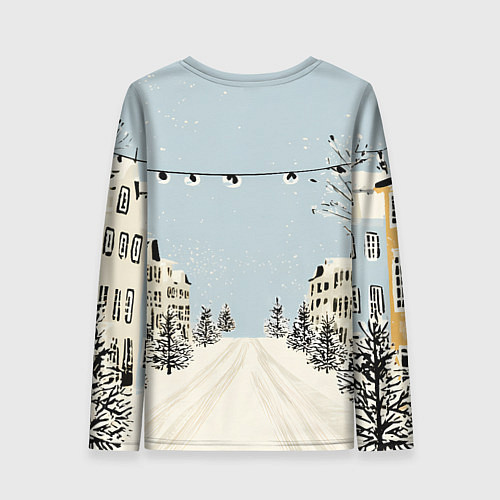 Женский лонгслив Милая новогодняя лошадка с шарфом / 3D-принт – фото 2