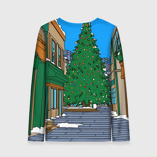 Женский лонгслив Новогодняя лошадка и елка / 3D-принт – фото 2