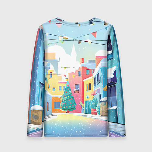 Женский лонгслив Лошадка с новогоднем венком / 3D-принт – фото 2