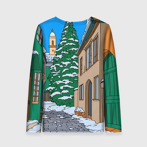 Женский лонгслив Лошадка распаковывает новогодний подарок / 3D-принт – фото 2