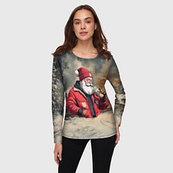 Лонгслив женский Санта с капучино, цвет: 3D-принт — фото 2