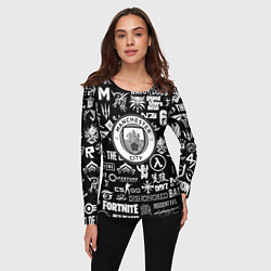 Лонгслив женский Манчестер сити логотипы игр, цвет: 3D-принт — фото 2