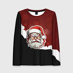 Лонгслив женский Злой дед мороз красный и черный, цвет: 3D-принт