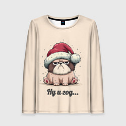 Лонгслив женский Уставший песик - ну и год, цвет: 3D-принт