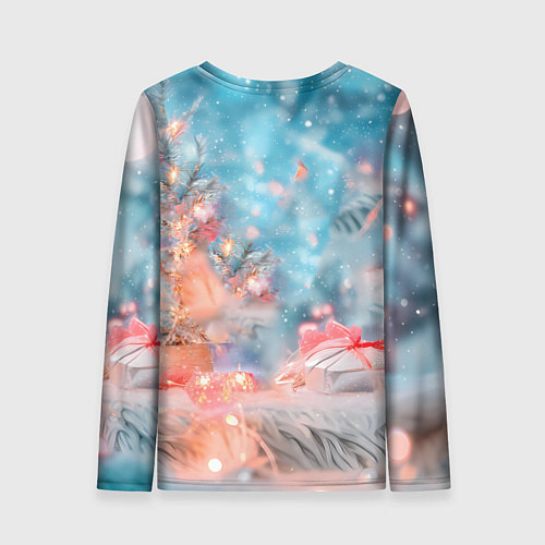 Женский лонгслив Котенок и гирлянда из сердечек / 3D-принт – фото 2