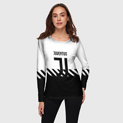 Лонгслив женский Ювентус полосы геометрия линии, цвет: 3D-принт — фото 2