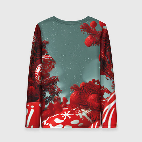 Женский лонгслив Рыжий кот - Новый год / 3D-принт – фото 2