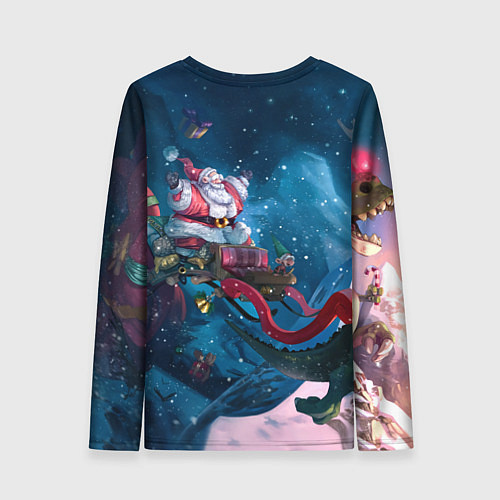 Женский лонгслив Санта с динозавром / 3D-принт – фото 2