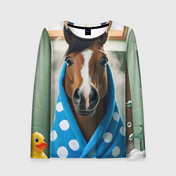 Лонгслив женский Лошадь в ванной, цвет: 3D-принт