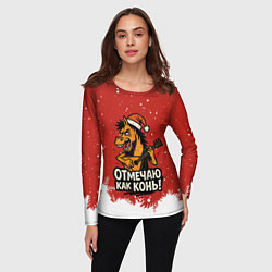 Лонгслив женский Отмечаю как нонь - Новый год 2026, цвет: 3D-принт — фото 2