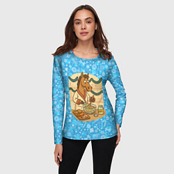 Лонгслив женский Лошадь готовит Оливье на Новый год, цвет: 3D-принт — фото 2