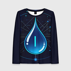 Лонгслив женский Киберкапля группа крови I, цвет: 3D-принт