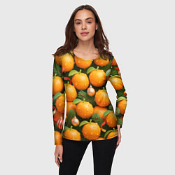 Лонгслив женский Мандариновое настроение, цвет: 3D-принт — фото 2