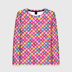 Женский лонгслив Разноцветный цветочный узор ретро